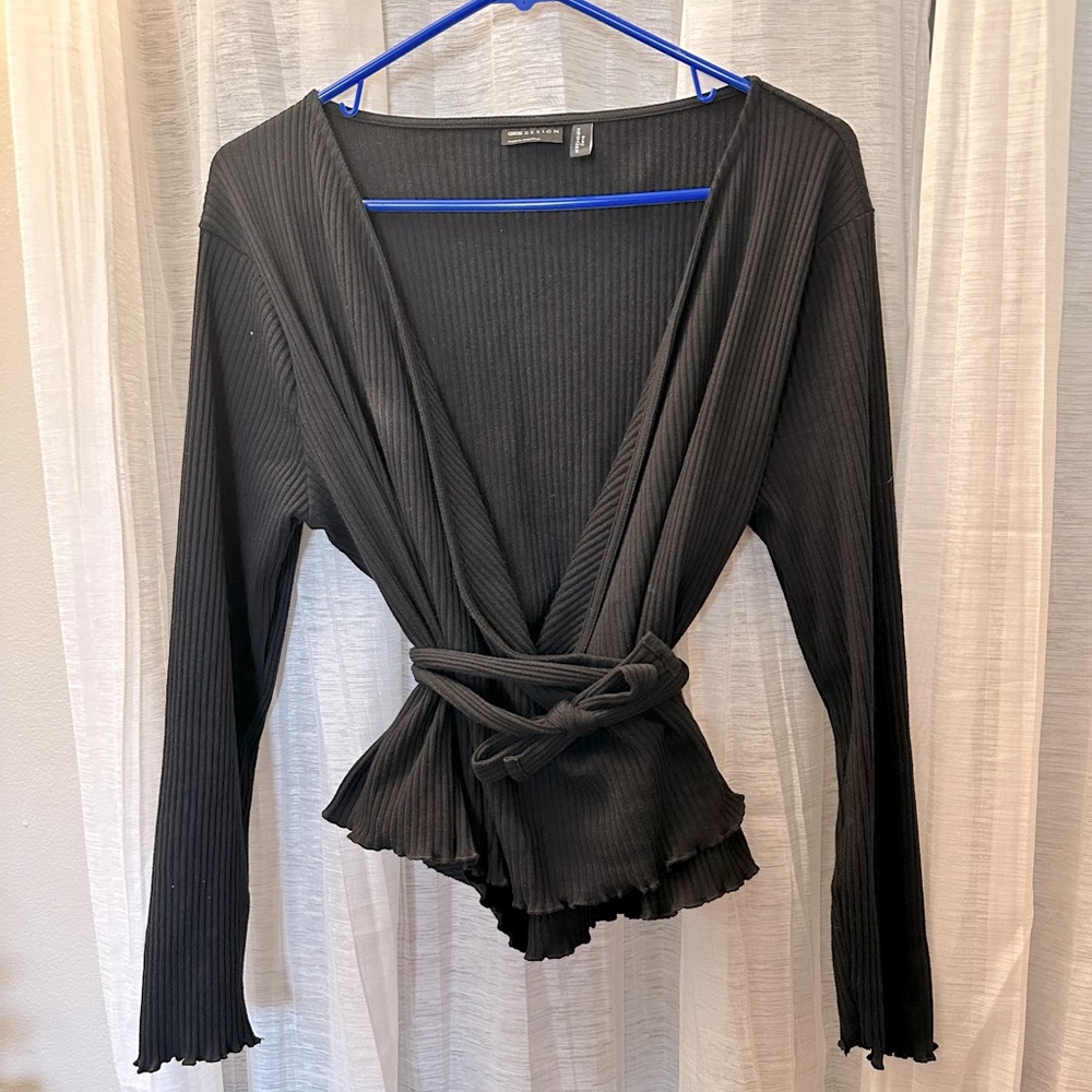 ASOS Ribbed Wrap Top